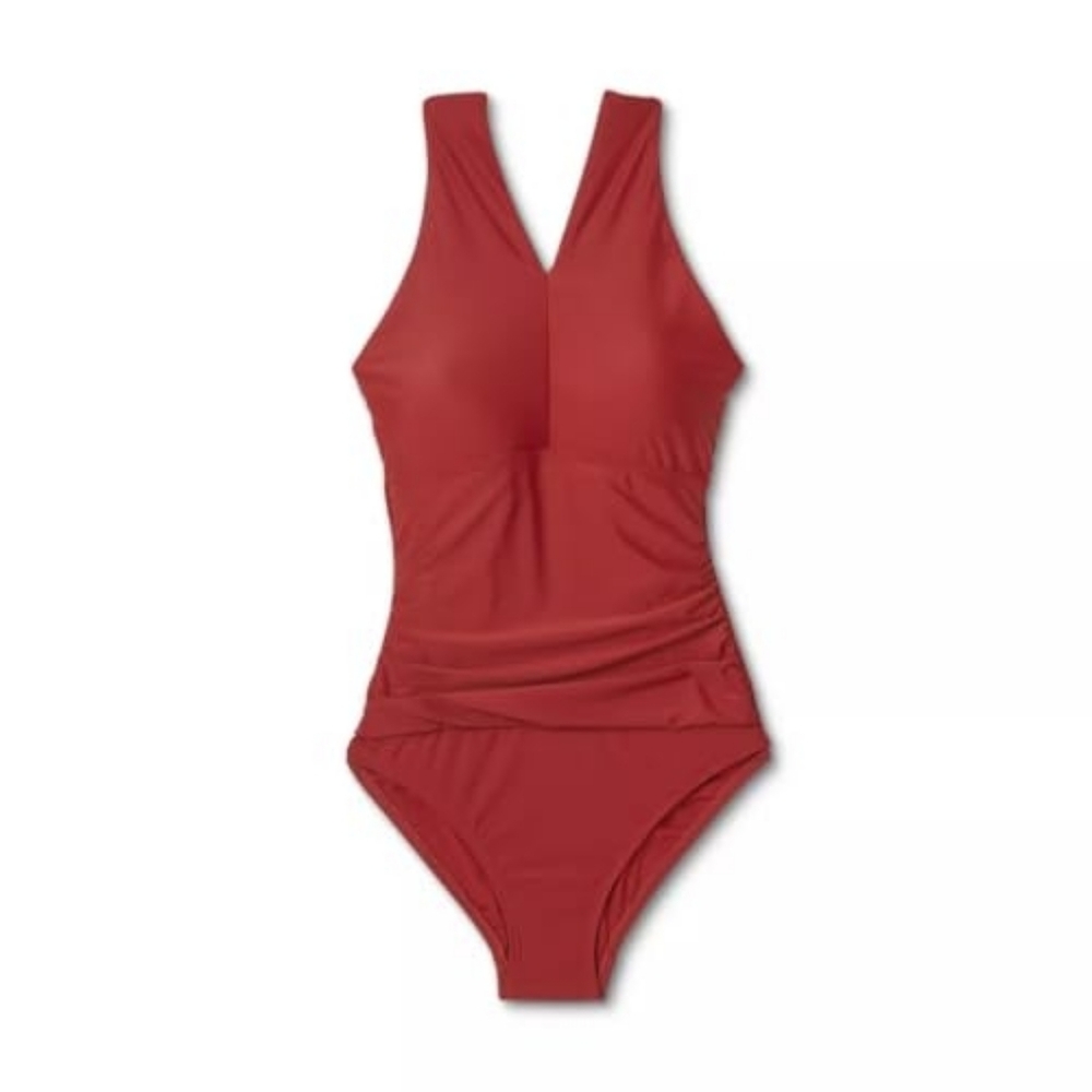Kona Sol Red One Piece Swimsuit NWT Sz L